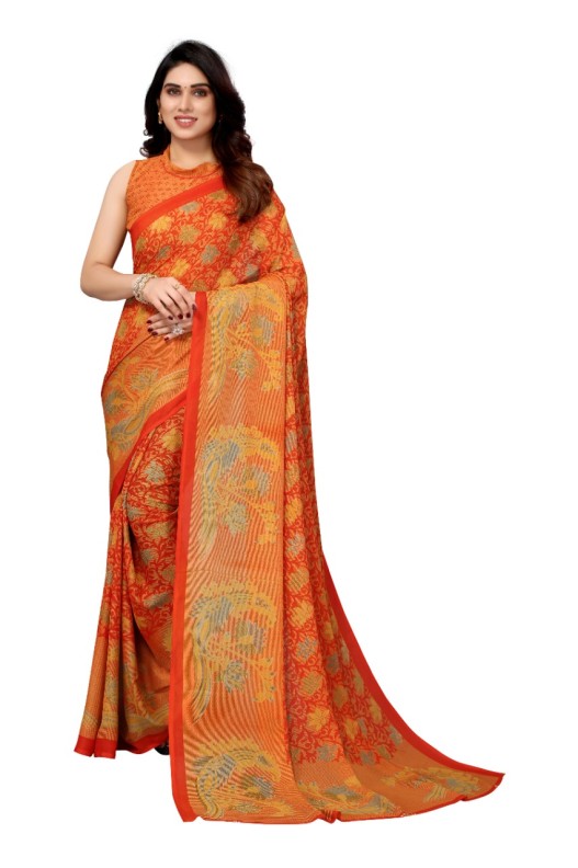 Fancy Georgette Printed Saree With blouse